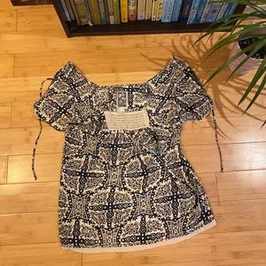 Silk patterned Burned Torch blouse with beading
